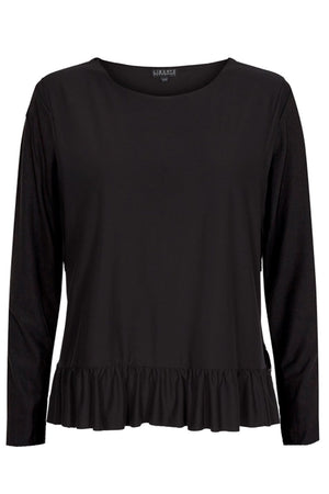 Alma LS Frill T-Shirt | Schwarz | Langarm-T-Shirt von Liberté