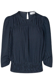 Ange Check Blouse | Navy | Bluse fra Co'Couture