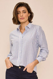 Karli Stripe Shirt | Bel Air Blue | Skjorte fra Mos Mosh