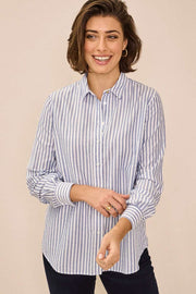 Karli Stripe Shirt | Bel Air Blue | Skjorte fra Mos Mosh