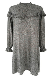 Luna Frill Dress | Poetry Dove | Kjole med print fra Black Colour