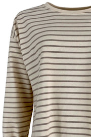 Jamie Striped Sweatshirt | Beige Stripe | Stribet sweater fra Black Colour