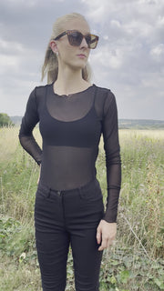 Coco Mesh Top | Sort | Mesh bluse fra State Bird
