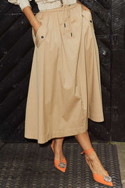 Crisp Poplin Utility Skirt | Khaki | Nederdel fra Co'couture