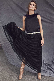 Taylor Mesh Skirt | Sort | Lang tyl nederdel fra Co'Couture