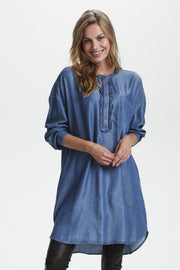 CUmindy Long Shirt | Dark Blue Wash | Skjorte fra Culture