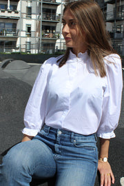 Toanna SS Shirt | Hvid | Skjorte med pufærme fra Liberté