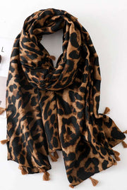 Dolores Scarf | Brown | Tørklæde med leopard print fra Lazy Bear