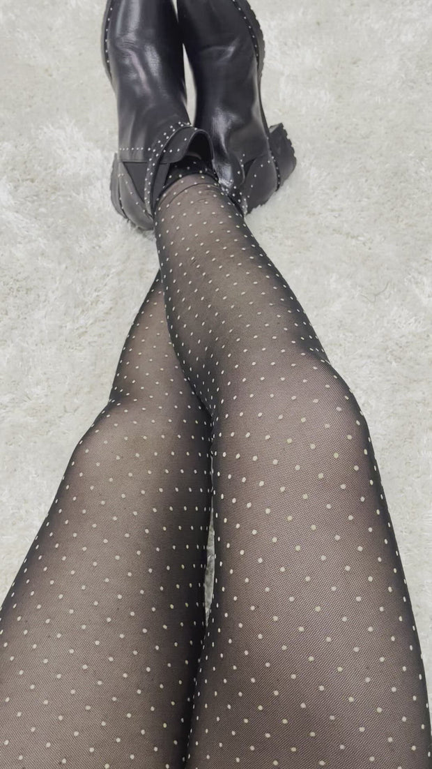 Nilla Leggings | Black Nude Dot| Mesh leggings fra Liberté