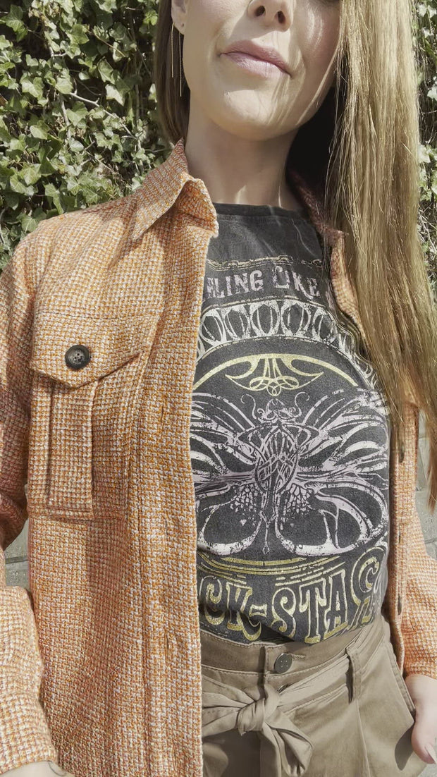 Rian Aletta Shirt Jacket | Harvest Pumpkin Melange | Jakke fra Mos Mosh