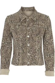Leonora | Sand | Vendbar denim jakke i leopard print fra Prepair