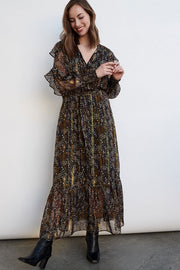 Hanni Dress | Nightshade Mix | Lang kjole med print fra Freequent