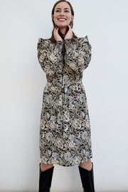 Malina Dress Print | Black Mix | Lang kjole med print fra Freequent