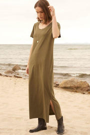 Rebekka Dress | Army | Lang kjole fra Basic Apparel