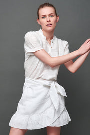 Bella Linen Skirt | White | Nederdel med bindebånd fra NEO NOIR