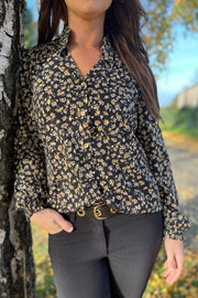 Rialto Shirt  | Black Flowery Gold | Skjorte fra French Laundry