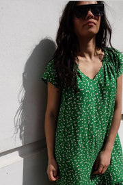 Sunrise Crop Green Flower Dress | Green | Kjole fra Co'Couture