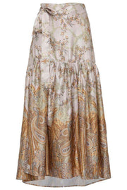 Estelle Wrap Skirt | Beige / Guld | Nederdel med print fra Emm Copenhagen