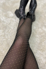 Nilla Leggings | Black Nude Dot| Mesh leggings fra Liberté