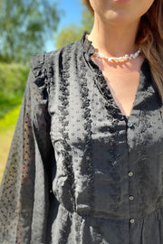 Pima Dress Flounce | Black | Kjole fra Freequent