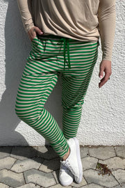 Alma Pants | Dark Sand Green Stripe | Bukser fra Liberté