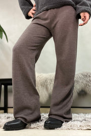 Vera wide pant | Brown Mel | Bukser fra Basic Apparel