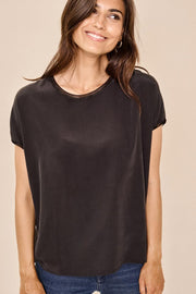 Ingi Silk Shirt | Black | Silke bluse fra Mos Mosh