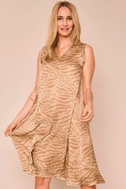 Shea Zebra SL Dress | Incense | Kjole med print fra Mos Mosh