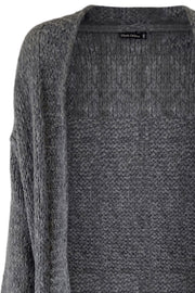 Lissie Plain Cardigan | Grey Melange | Lang strik cardigan fra Black Colour