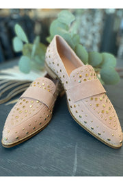Molly Suede | Rosa | Loafers med nitter fra Copenhagen Shoes