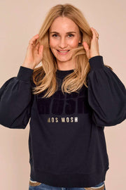 Zanna O-LS Sweat Shirt | Navy | Bluse fra Mos Mosh