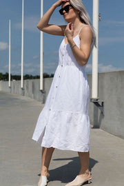 Matilda Linen Dress | White | Kjole fra NEO NOIR