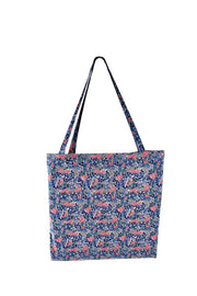 Lulu Cotton Shopper | Blue Blossom | Stof net med print fra Black Colour