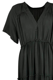 Ada S/S Maxi Boho Dress | Black | Kjole fra Black Colour