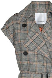 Panama Check Waistcoat | Peach Skin | Ternet vest fra Co'Couture