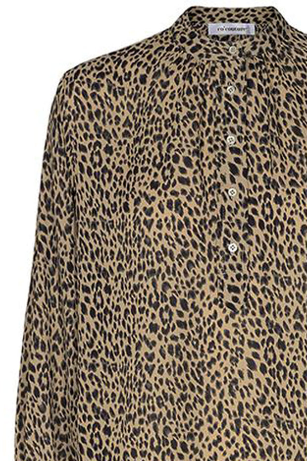 Petit Animal Shirt Dress | Khaki | Skjortekjole med dyreprint fra Co'Couture