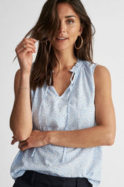 Huxie Top | Chambray Blue Mix | Printet top fra Freequent