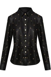 Shirt | Black | Læder skjorte med nitter fra Depeche
