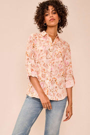 Kaia Chinzt Linen Shirt | Peach Parfait | Skjorte fra Mos Mosh