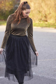 Glitter mesh skirt | Sort | Nederdel fra Co'couture