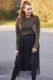 Glitter mesh skirt | Sort | Nederdel fra Co'couture