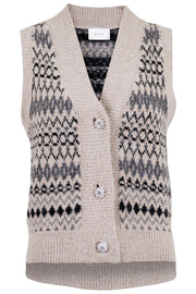 Soella Stitch Knit Waistcoat | Beige | Uld strik vest fra Neo Noir