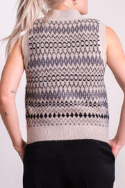 Soella Stitch Knit Waistcoat | Beige | Uld strik vest fra Neo Noir