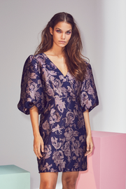 Stella Jacquard V-dress | Purple | Kjole fra Co'couture