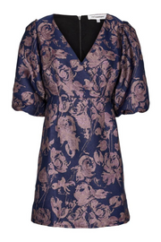 Stella Jacquard V-dress | Purple | Kjole fra Co'couture