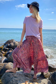 Luna Maxi Frill Skirt | Pink Paisley | Nederdel fra Black Colour