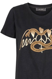 Vee O-SS Tee | Black | T-shirt perlemønster fra Mos Mosh