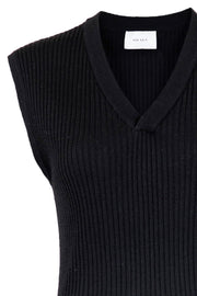 Venice knit vest | Black | Strikvest fra Neo Noir