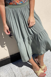 Heidi skirt | Army | Maxi nederdel fra Black Colour