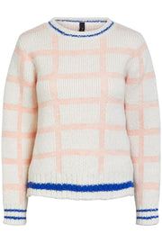 Ecrin LS Knit | Str white | Pullover med tern fra YAS